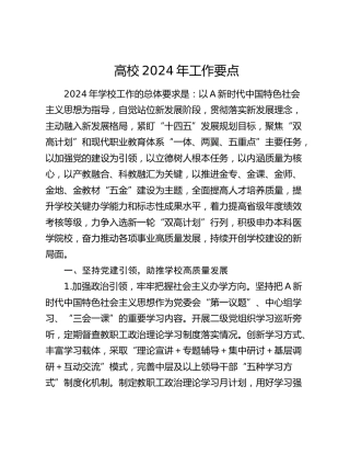 高校2024年工作要点（学校计划10000字）