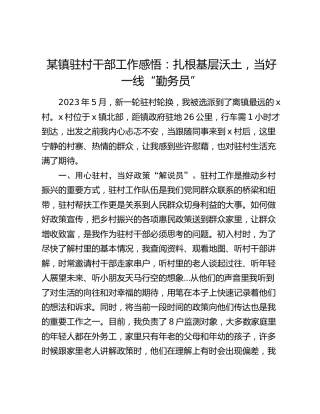 乡镇驻村干部工作感悟：扎根基层沃土，当好一线“勤务员”