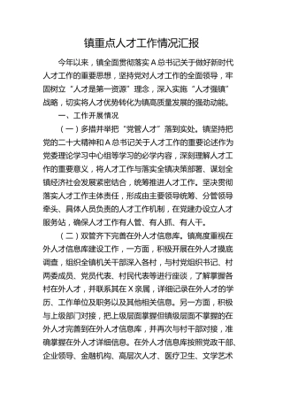 乡镇重点人才工作情况汇报