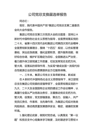 公司党总支换届选举报告（三年总结9000字）
