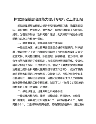 抓党建促基层治理能力提升专项行动工作汇报 (2)