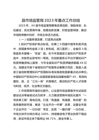 县市场监管局2023年重点工作总结