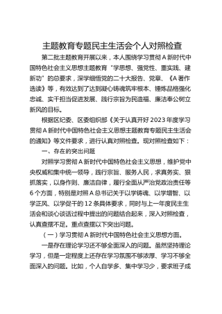 2023年主题教育专题民主生活会个人对照检查材料4600字（最新6个方面“践行宗旨、服务人民”）
