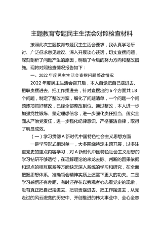 县区领导主题教育专题民主生活会对照检查4200字