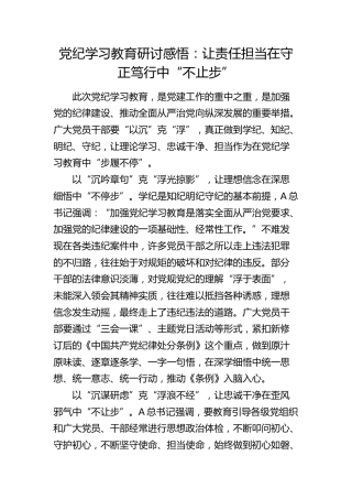 党纪学习教育研讨发言：让责任担当在守正笃行中“不止步”