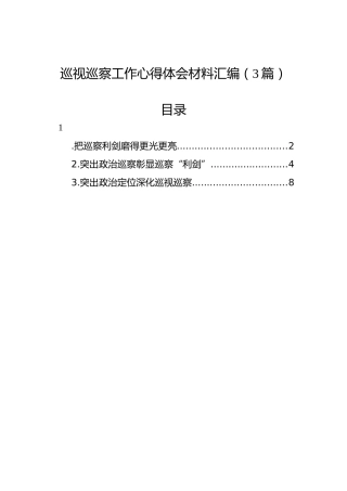 巡视巡察工作心得体会（3篇）