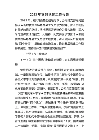 2023年公司党支部党建工作总结2400字