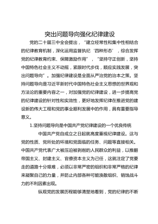 突出问题导向 强化纪律建设