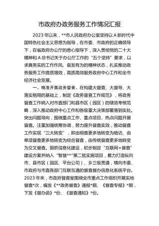 市政府办政务服务工作情况总结汇报