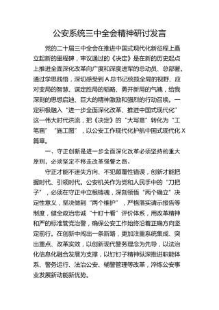 市公安局局长学习三中全会精神研讨发言