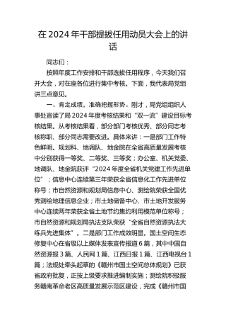 在干部提拔任用动员大会上的讲话