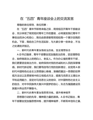 在“五四”青年座谈会上的交流发言2
