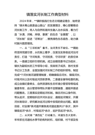 乡镇落实河长制工作典型材料