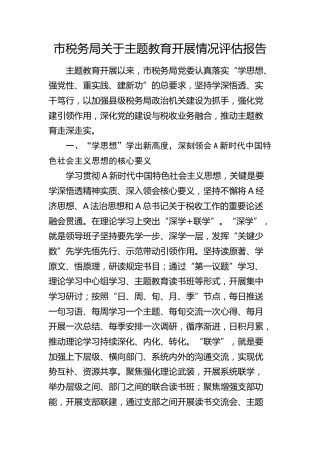 市税务系统主题教育开展情况评估报告（2900字总结）