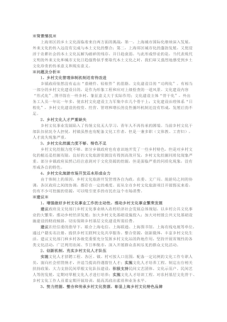 关于进一步做好本市乡村文化建设的建议