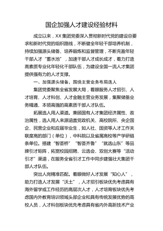 国企公司加强人才建设经验总结