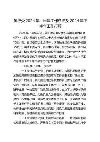 镇纪委上半年工作总结