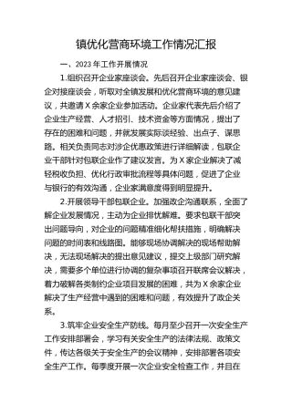 乡镇优化营商环境工作情况汇报