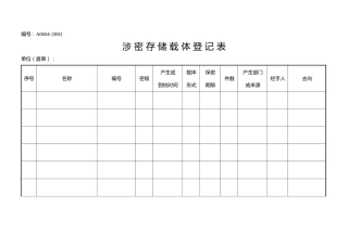 A0604涉密存储载体登记表