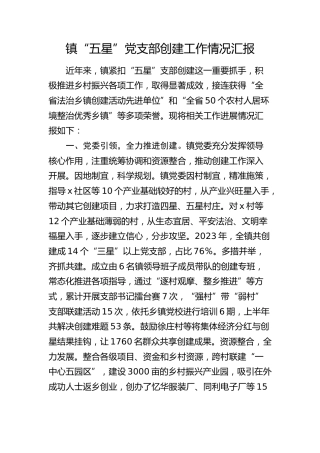 乡镇“五星”党支部创建工作情况汇报