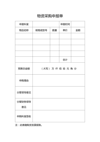 物资采购申报单 -