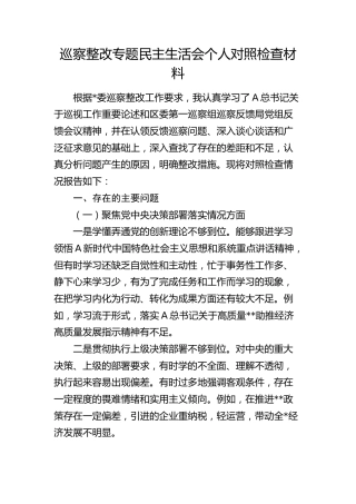 巡察整改专题民主生活会个人对照检查材料_002