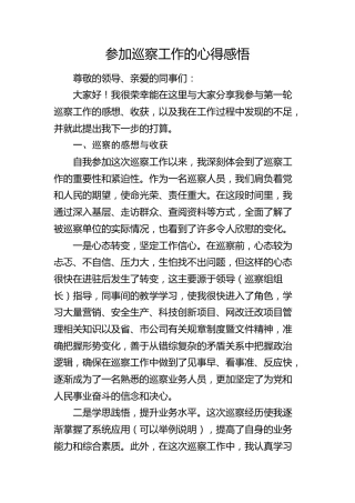 参加巡察工作的心得体会发言