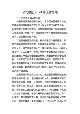 公司群团2024年工作总结2900字