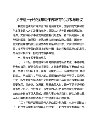 加强年轻干部培育的思考与建议（调研报告参考）