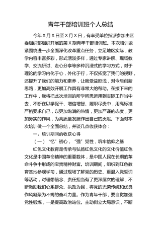 青年干部培训班个人总结
