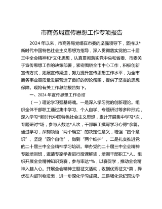 市商务局宣传思想工作总结报告6000字