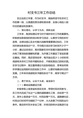 村支书三年工作总结