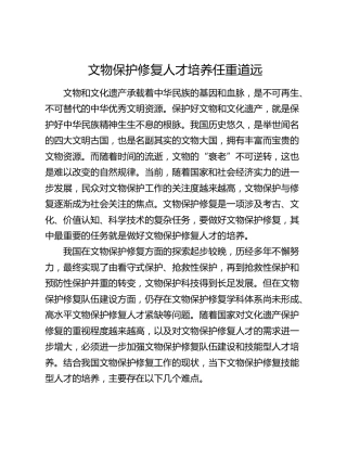 文物保护修复人才培养任重道远