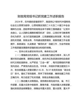 市财政系统书记抓党建工作述职报告2300字