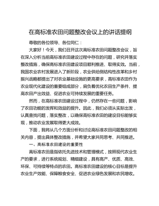 在高标准农田问题整改会议上的讲话