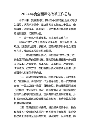 2024年度全面深化改革工作总结2