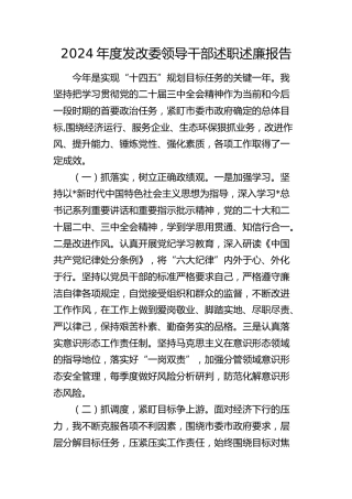 2024年发改系统领导述职述廉报告1700字