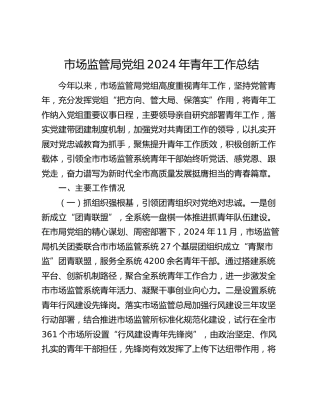 市场监管系统2024年青年工作总结
