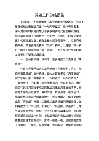 乡镇党建工作总结报告5200字（老材料，结合实际部分可以参考）