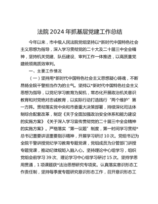 法院2024年抓基层党建工作总结2700字