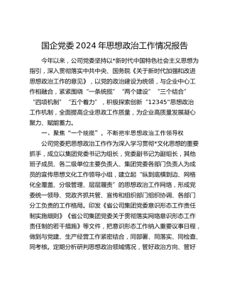 国企公司2024年思想政治工作总结报告3600字