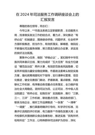 在司法服务工作调研座谈会上的汇报发言