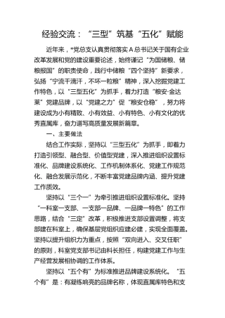 经验交流：“三型”筑基 “五化”赋能（发言）