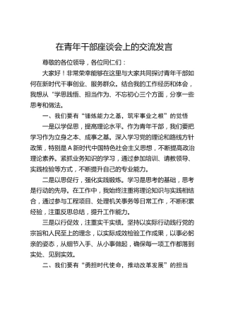 在青年干部座谈会上的交流发言2