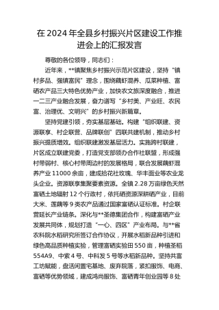 全县乡村振兴片区建设工作推进会上的汇报发言