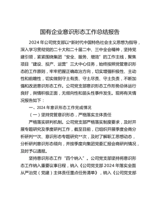 国企公司2024年意识形态工作总结2900字