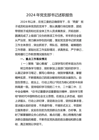 2024年村党支部书记述职报告