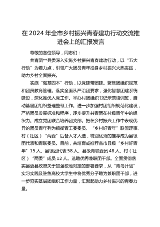 在全市乡村振兴青春建功行动交流推进会上的汇报发言