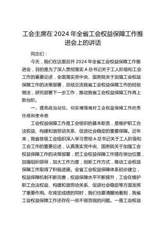 工会主席在全省工会权益保障工作推进会上的讲话