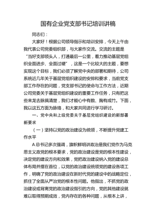 国企公司党支部书记培训讲稿18000字（党建培训）